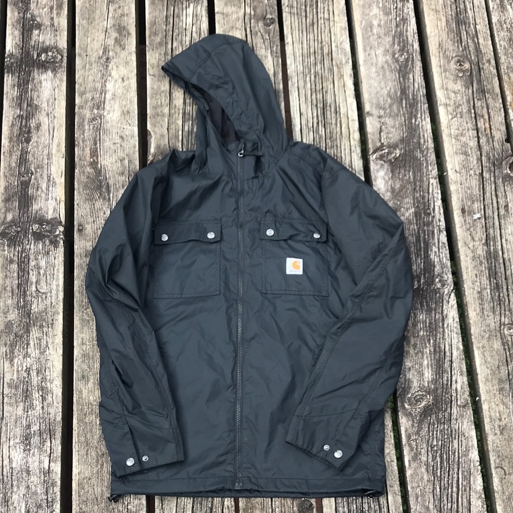 Carhartt Black Hooded rain Jacket small
